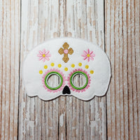 Sugar Skull Mask Embroidery Design - SET OF 4 Masks - 5x7 6x10