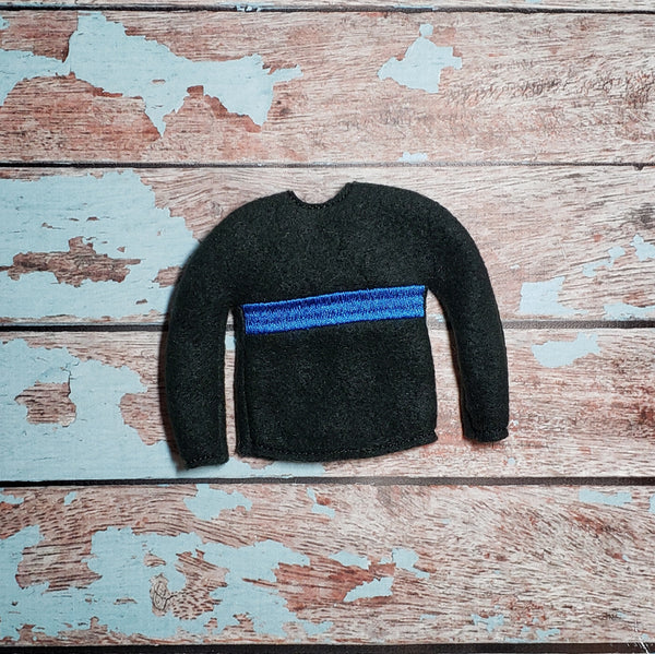 Elf Sweater ITH Design - Thin Blue Line In the Hoop Embroidery Design - 5x7 Only