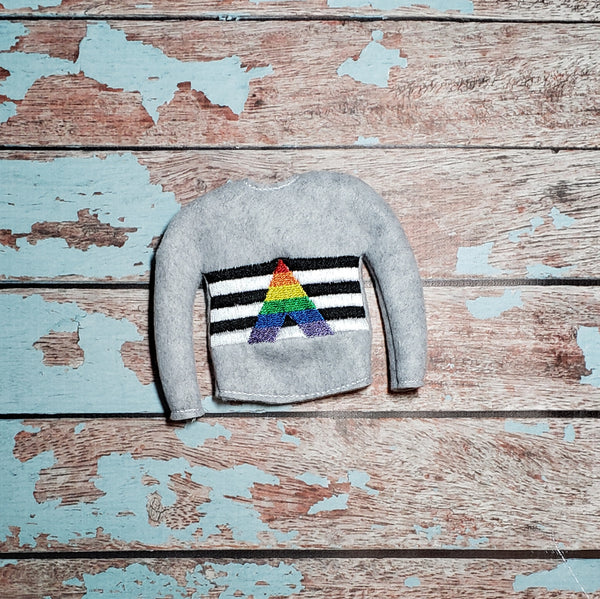 Elf Sweater ITH Design - Gay-Straight Ally Stripe Pride Flag In the Hoop Embroidery Design - 5x7 Only