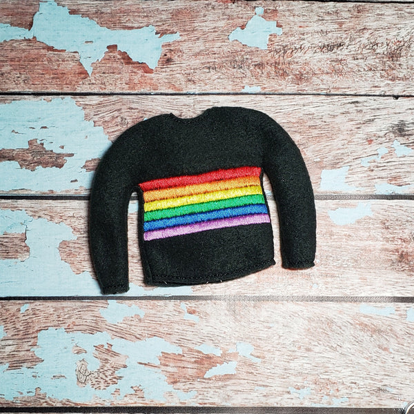 Elf Sweater ITH Design - 6 Stripe Pride Flag In the Hoop Embroidery Design - 5x7 Only