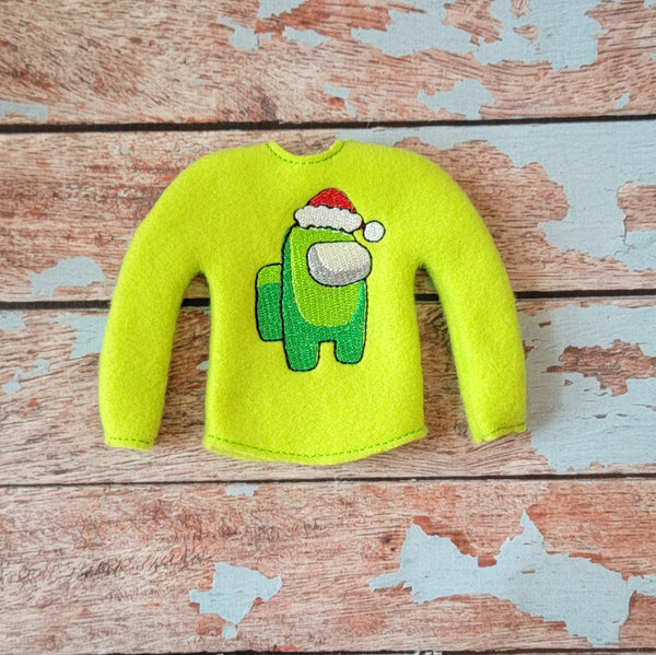 Elf Sweater ITH Design - Among Us Santa Hat In the Hoop Embroidery Design - 5x7 Only