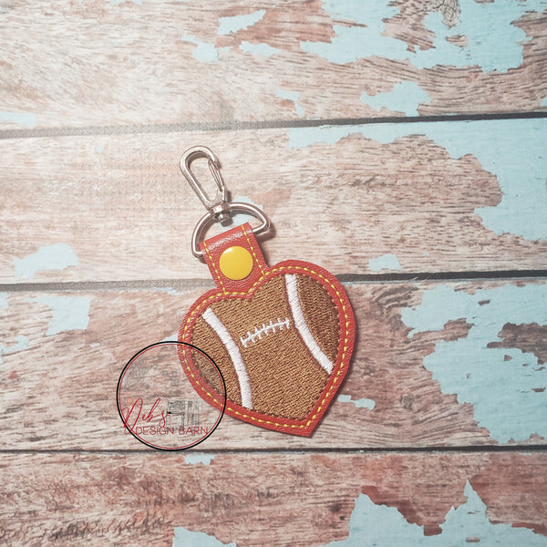 Football Heart Keyfob Embroidery Design - 4x4