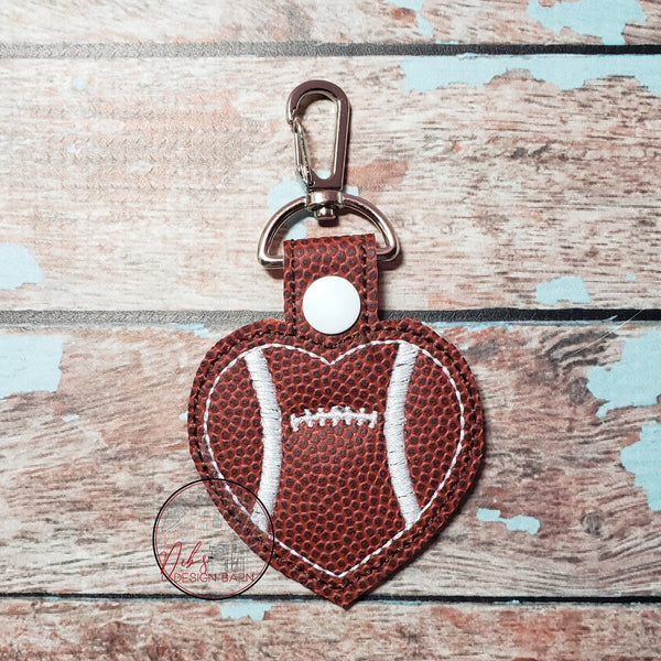 Football Heart Keyfob Embroidery Design - 4x4