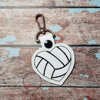 Volleyball Heart Keyfob Embroidery Design - 4x4