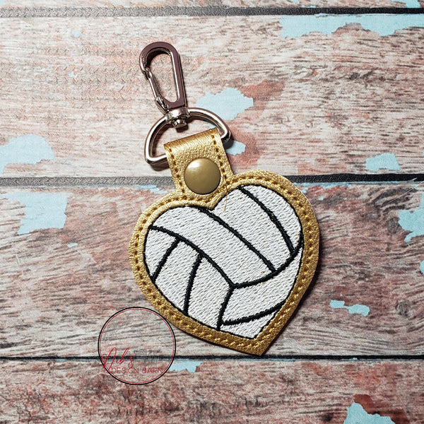 Volleyball Heart Keyfob Embroidery Design - 4x4