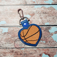 Basketball Heart Keyfob Embroidery Design - 4x4