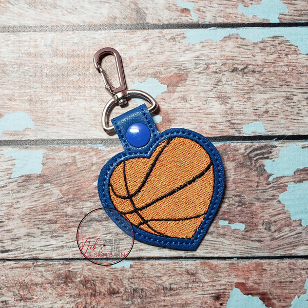 Basketball Heart Keyfob Embroidery Design - 4x4