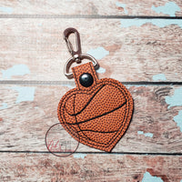 Basketball Heart Keyfob Embroidery Design - 4x4