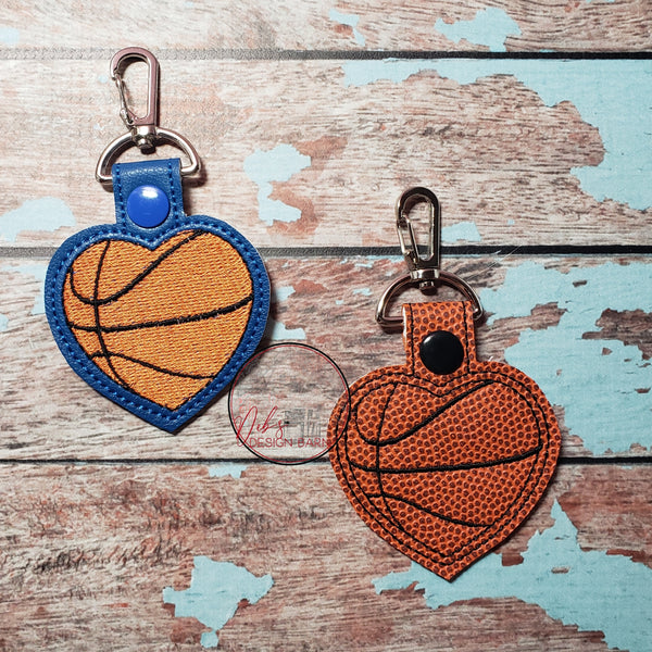 Basketball Heart Keyfob Embroidery Design - Set of 2 - 4x4