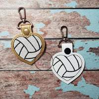 Volleyball Heart Keyfob Embroidery Design - Set of 2 - 4x4