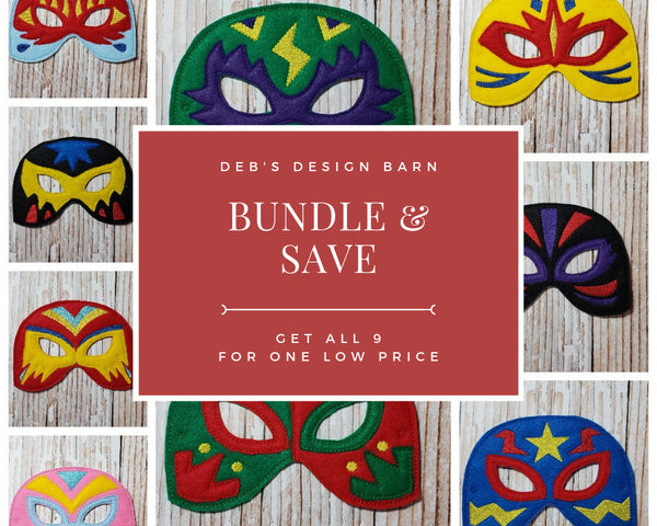 Luchador Mask In the Hoop Embroidery Design - SET OF 9 Masks - 5x7 6x10