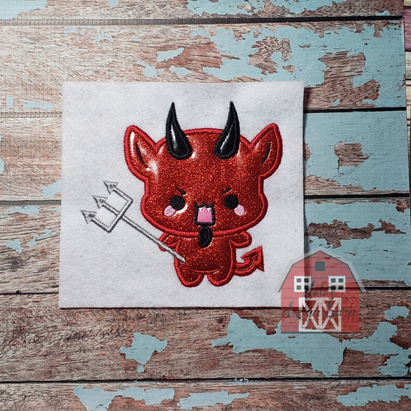 Cute Halloween Devil Applique Embroidery Design - 4x4 5x7 6x10