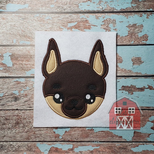 Doberman Applique Embroidery Design - 4x4 5x7 6x10