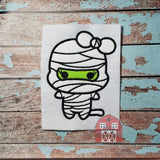 Cute Girl Mummy Halloween Applique Embroidery Design - 4x4 5x7 6x10