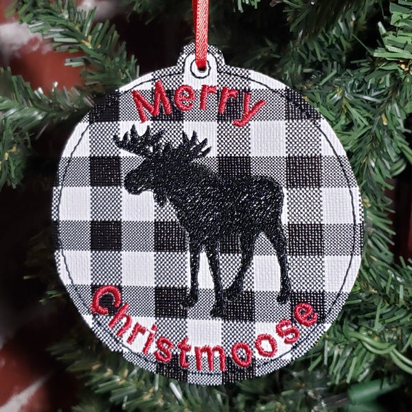 Moose Christmas Tree Ornament In the Hoop - 4x4