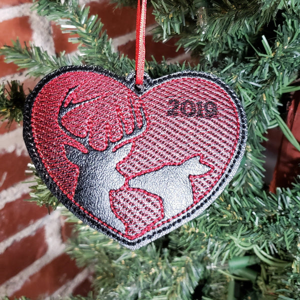 Deer Heart Christmas Tree Ornament ITH Project - 4x4 5x7