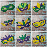 Mardi Gras Mask In the Hoop Embroidery Design - SET OF 9 Masks